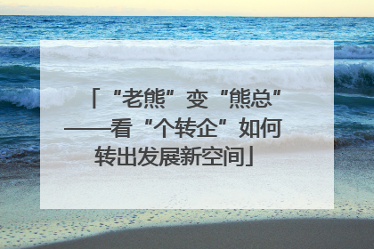 “老熊”变“熊总”——看“个转企”如何转出发展新空间