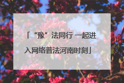 “豫”法同行 一起进入网络普法河南时刻