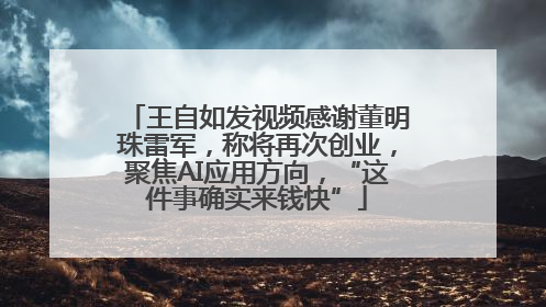 王自如发视频感谢董明珠雷军，称将再次创业，聚焦AI应用方向，“这件事确实来钱快”
