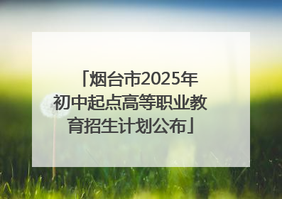 烟台市2025年初中起点高等职业教育招生计划公布