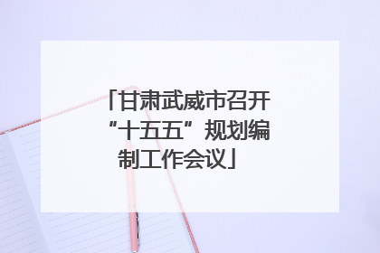 甘肃武威市召开“十五五”规划编制工作会议