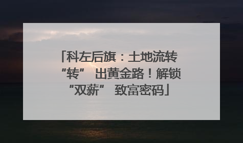 科左后旗：土地流转 “转” 出黄金路！解锁 “双薪” 致富密码
