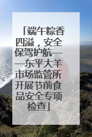 端午粽香四溢，安全保驾护航——东平大羊市场监管所开展节前食品安全专项检查