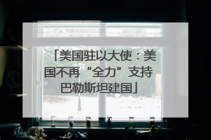 美国驻以大使：美国不再“全力”支持巴勒斯坦建国