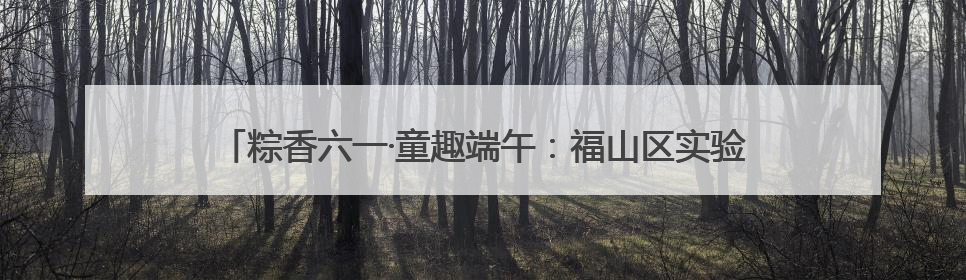 粽香六一·童趣端午：福山区实验幼儿园开展六一亲子嘉年华活动