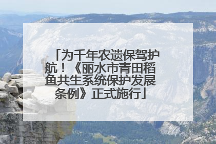 为千年农遗保驾护航！《丽水市青田稻鱼共生系统保护发展条例》正式施行
