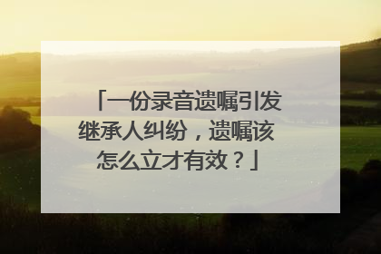 一份录音遗嘱引发继承人纠纷，遗嘱该怎么立才有效？