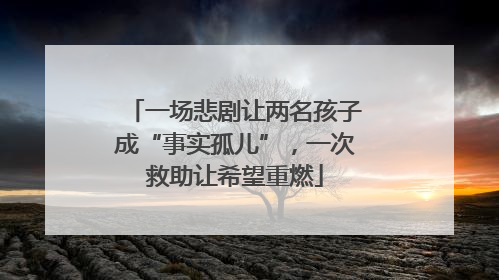 一场悲剧让两名孩子成“事实孤儿”，一次救助让希望重燃