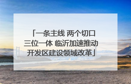 一条主线 两个切口 三位一体 临沂加速推动开发区建设领域改革