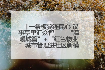 一条板凳连民心 议事亭里汇众智——“温暖城管”+“红色物业”城市管理进社区新模式绘就城市管理社区治理新画卷
