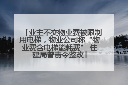 业主不交物业费被限制用电梯，物业公司称“物业费含电梯能耗费” 住建局曾责令整改