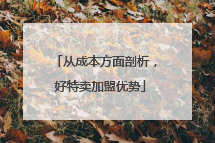 从成本方面剖析，好特卖加盟优势