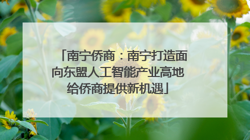 南宁侨商：南宁打造面向东盟人工智能产业高地给侨商提供新机遇