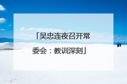 吴忠连夜召开常委会：教训深刻
