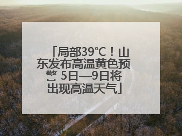 局部39℃！山东发布高温黄色预警 5日—9日将出现高温天气