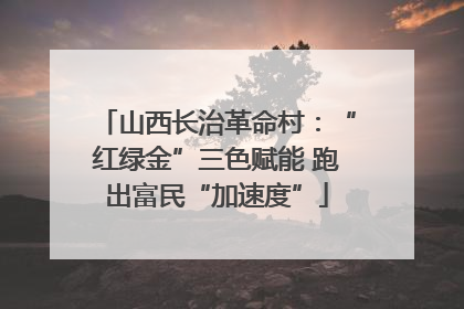 山西长治革命村：“红绿金”三色赋能 跑出富民“加速度”