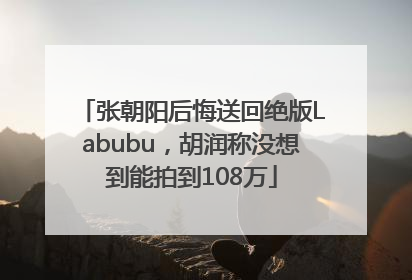 张朝阳后悔送回绝版Labubu，胡润称没想到能拍到108万