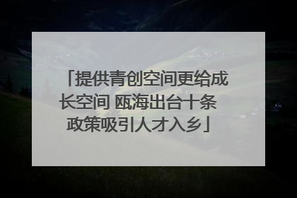 提供青创空间更给成长空间 瓯海出台十条政策吸引人才入乡