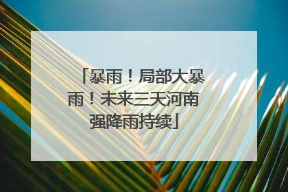暴雨！局部大暴雨！未来三天河南强降雨持续