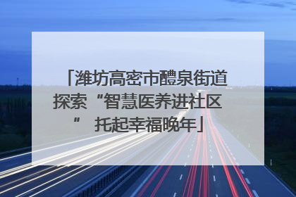 潍坊高密市醴泉街道探索“智慧医养进社区” 托起幸福晚年