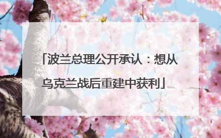 波兰总理公开承认：想从乌克兰战后重建中获利