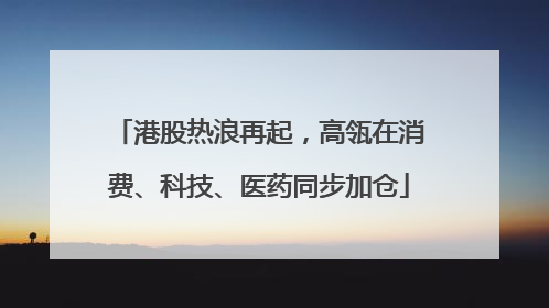 港股热浪再起，高瓴在消费、科技、医药同步加仓