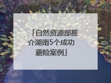 自然资源部推介湖南5个成功避险案例