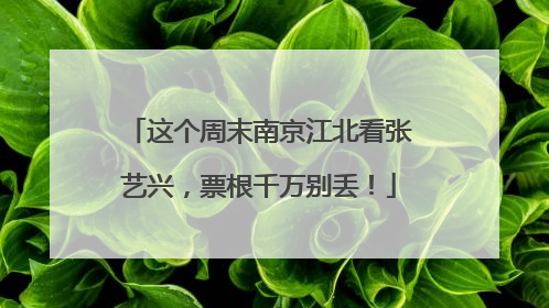 这个周末南京江北看张艺兴，票根千万别丢！