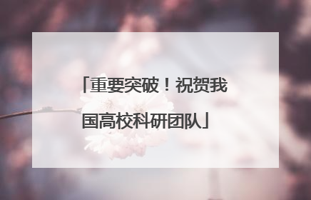 重要突破！祝贺我国高校科研团队