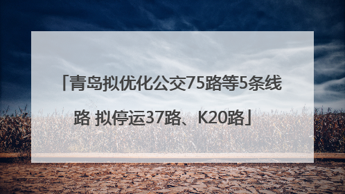 青岛拟优化公交75路等5条线路 拟停运37路、K20路