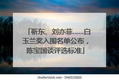 靳东、刘亦菲……白玉兰奖入围名单公布，陈宝国谈评选标准