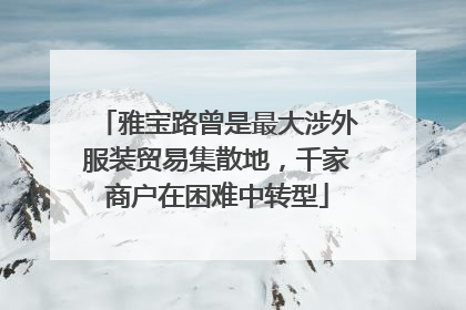 雅宝路曾是最大涉外服装贸易集散地，千家商户在困难中转型