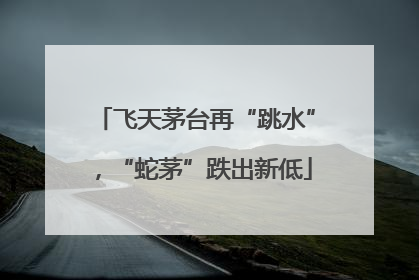 飞天茅台再“跳水”，“蛇茅”跌出新低