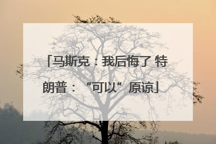 马斯克：我后悔了 特朗普：“可以”原谅