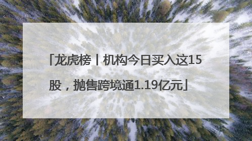 龙虎榜丨机构今日买入这15股，抛售跨境通1.19亿元