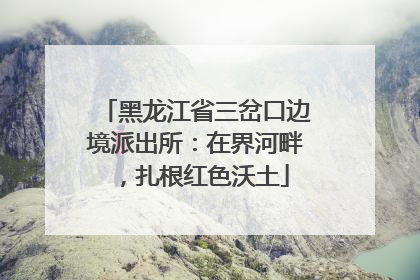 黑龙江省三岔口边境派出所：在界河畔，扎根红色沃土