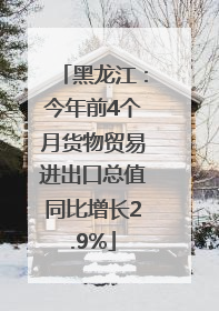 黑龙江：今年前4个月货物贸易进出口总值同比增长2.9%